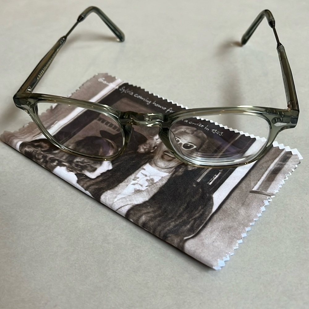 Moscot Genug with clip on sunglasses, 47-22-144, sage/pewter with presc lens